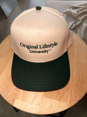 University Two-Tone Baseball Cap - Cream & Dark Green